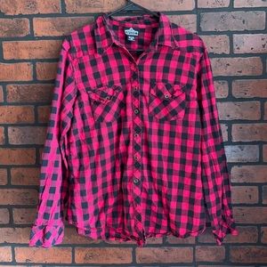 Checkered black and pink flannel